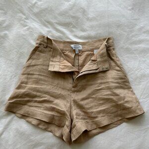 Beige Linen Shorts